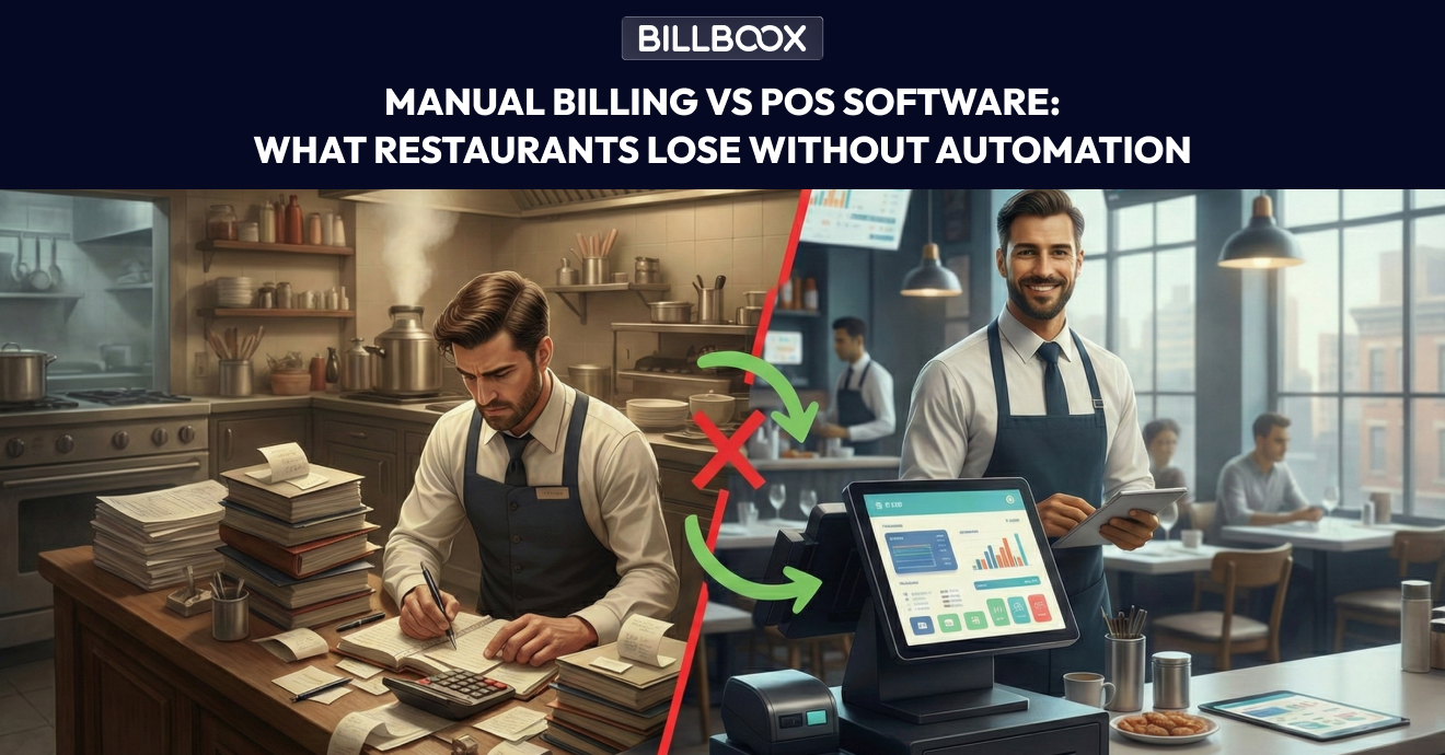 Manual billing versus pos software comparison in restaurant billing system