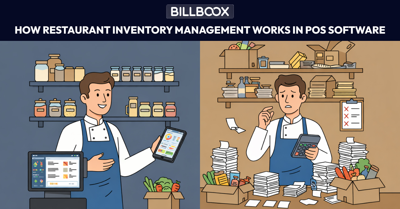 Restaurant inventory management software dashboard showing real-time stock tracking in POS system