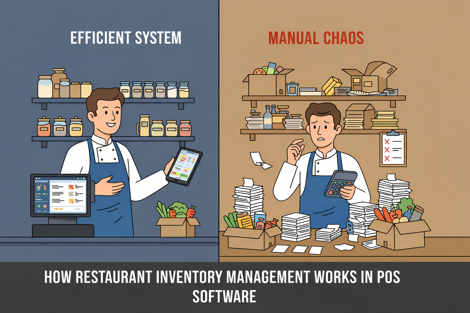 Restaurant inventory management software dashboard showing real-time stock tracking in POS system