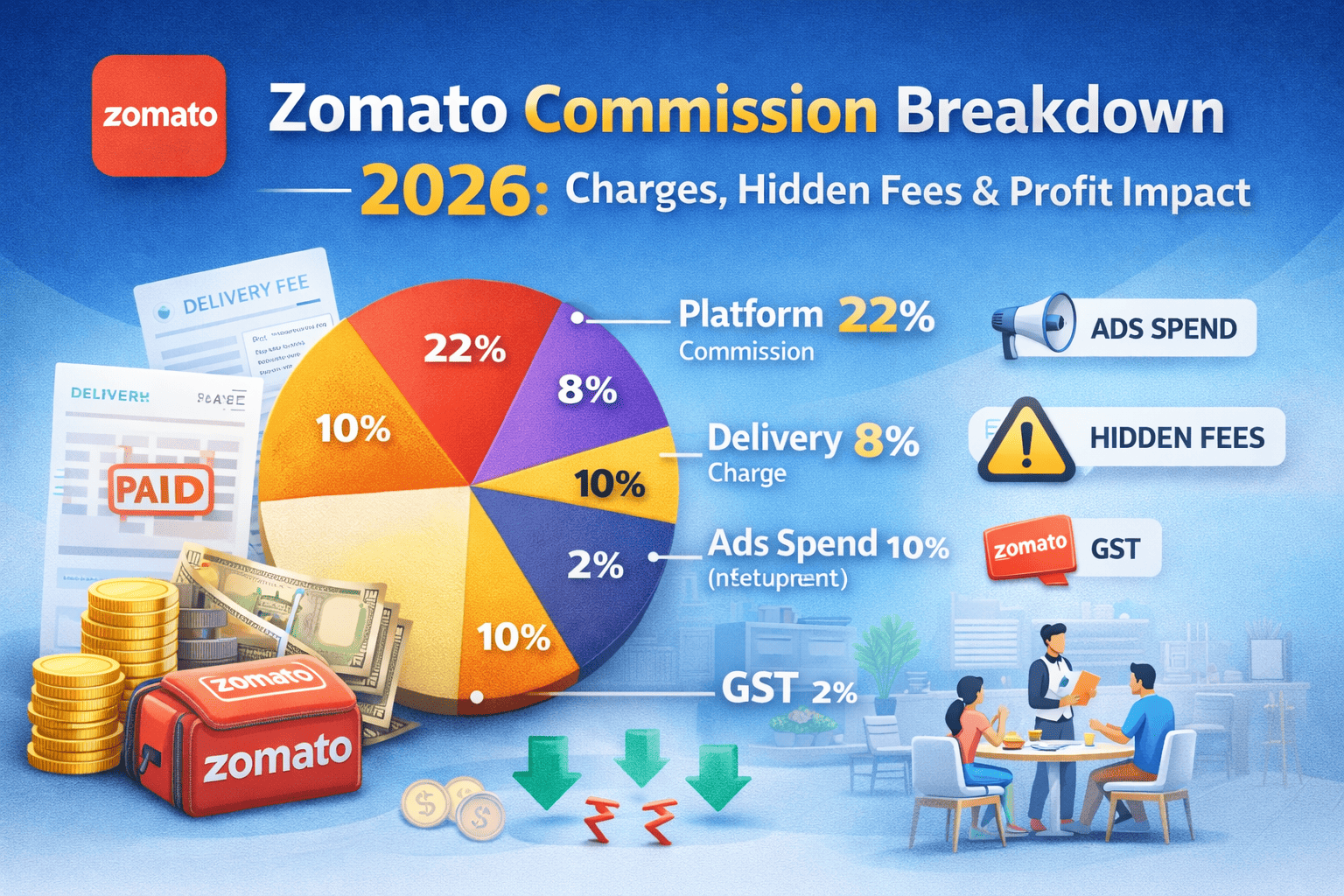 Zomato commission percentage breakdown for restaurants in India 2026